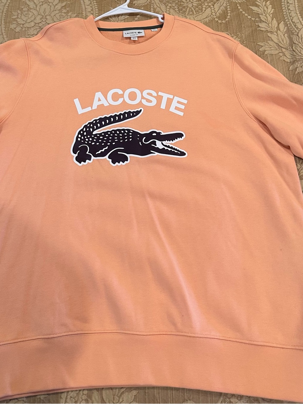 Lacoste Peach Crewneck Sweatshirt with Subtle Croc Detail